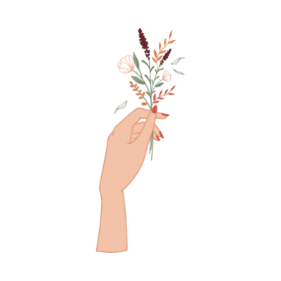icone main qui tient des fleurs