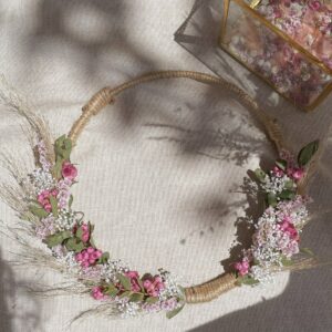 couronne fleurs séchées rose