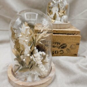 cloche fleurs séchées blanche er dorée