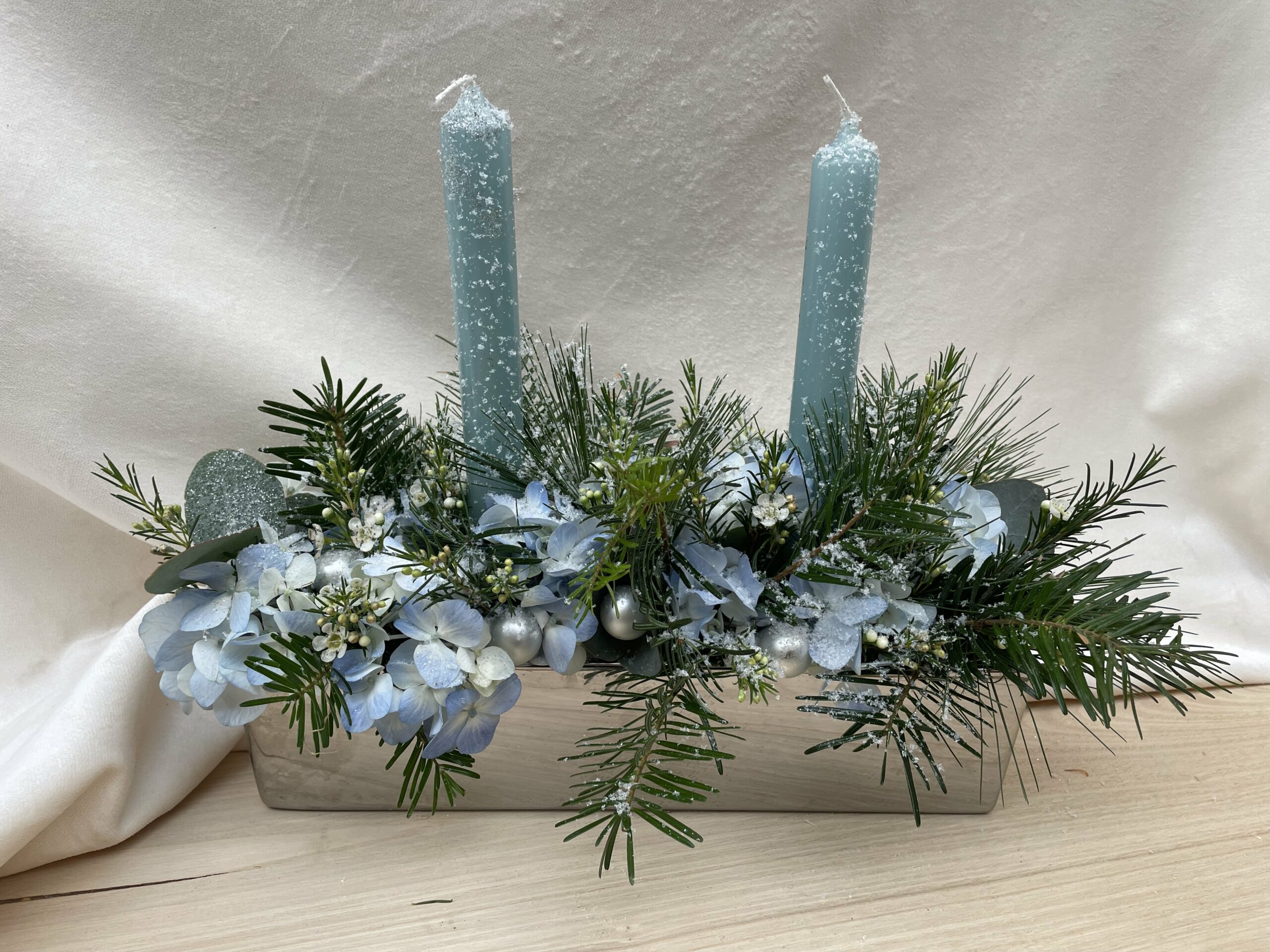 centre de table Noël bleu