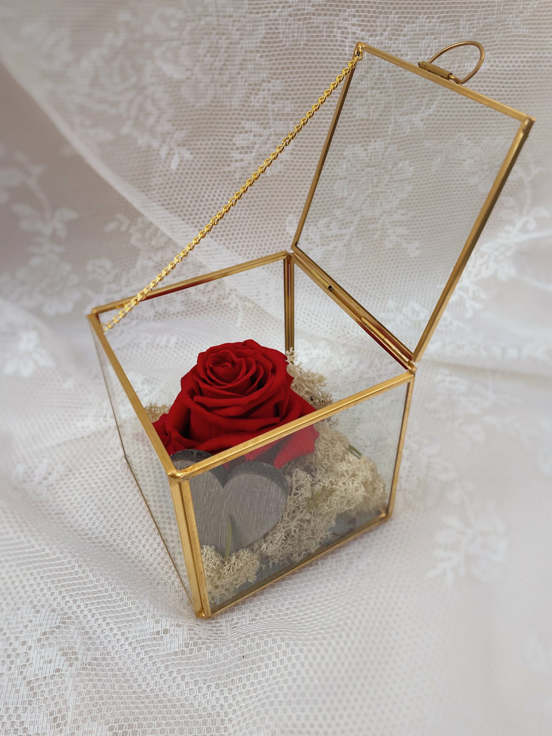 boite en verre rose eternelle cadeau de noel